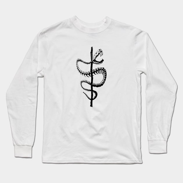 Aesculape Skeleton Snake Design Long Sleeve T-Shirt by BassFishin